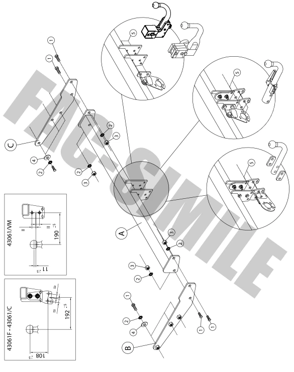 Relé de derivación desmontable de barra de remolque 12N para Volkswagen TRANSPORTER T5 T6 43061/C - Imagen 3 de 4