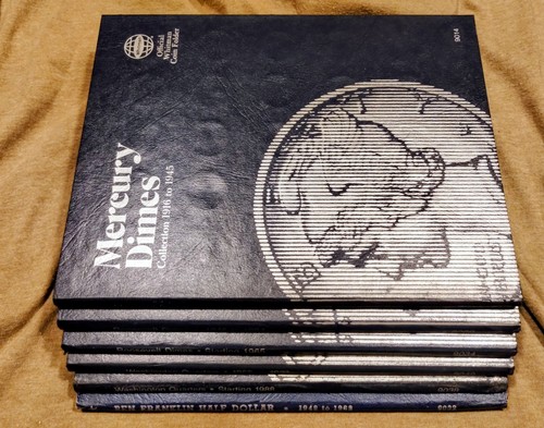 Lot Of 6 Whitman Coin Collection Folders For Dimes, Quarters, & Franklin Halfs