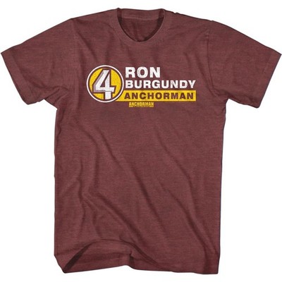 Anchorman - R. Burgundy Namensschild - Kurzarm - Heather - Erwachsener - T-Shirt