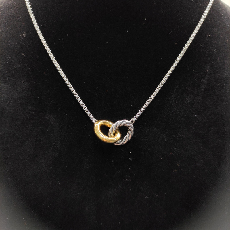 David Yurman Ombre Cord Double-Ring Necklace 45+5cm extension chain