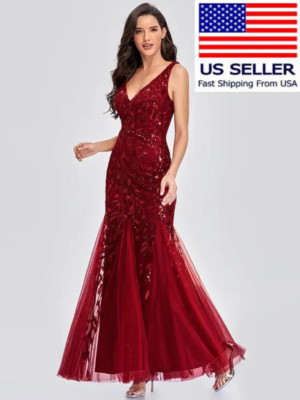 Elegance Plus Size Evening Sequin Women Party Girls Banquet Prom Formal Dress