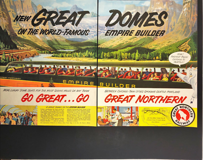 #ad 1955 Great Northern Railway Vintage Print Ad Train Traveling Magestic Landscape $14.08