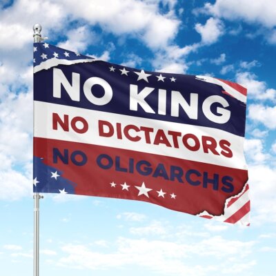 No Kings No Dictators No Oligarchs Pro Democracy Flag