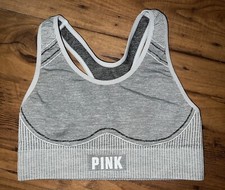 Victoria  s Secret Pink Womens Sports Bra Small Gray Seamless Lightly Lined Sport