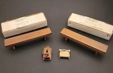 Vtg Concord Miniatures Trestle Benches Wooden Phone And Newspaper Rack Dollhouse