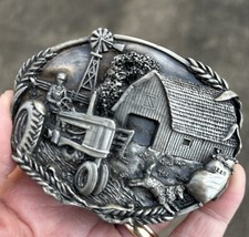 Vtg 1981 Bergamot Brass Works AMERICAN FARMER Scene Belt  Buckle Made In USA