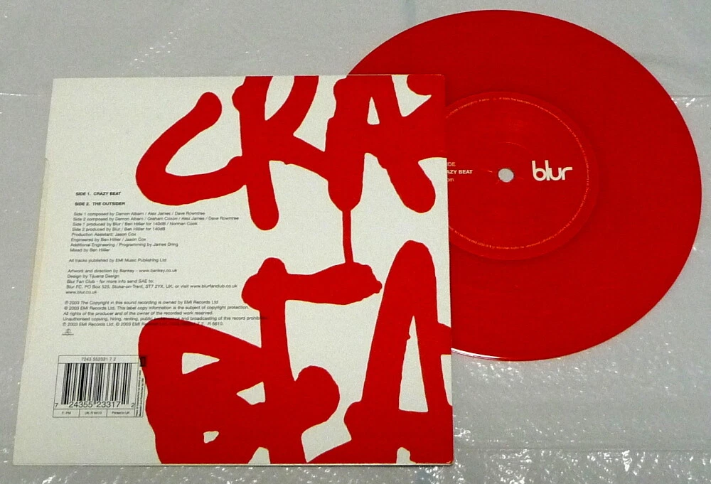 Blur - Crazy Beat - EU 7” Red Vinyl - Banksy Artwork - Rare