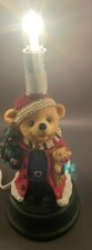 Vintage Christmas Teddy Bear Night Light Lamp 6"