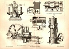 1889 STAMPA Antica = MACCHINARI A VAPORE = Industria = Old Print