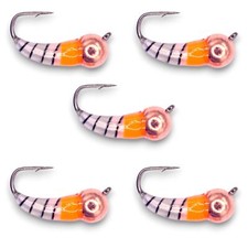 Kenders METALLIC COPPER ORANGE WHITE TUNGSTEN AKUA JIG SKUD (5 PACK) Panfish Jig