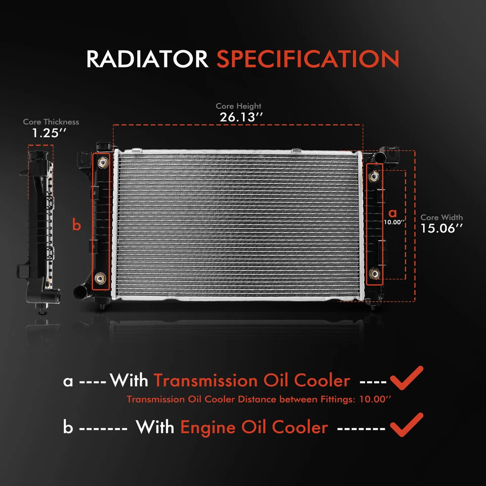 Radiador con enfriador de aceite para Chrysler Grand Voyager Dodge Caravan Plymouth Voyager Foto 2 de 4