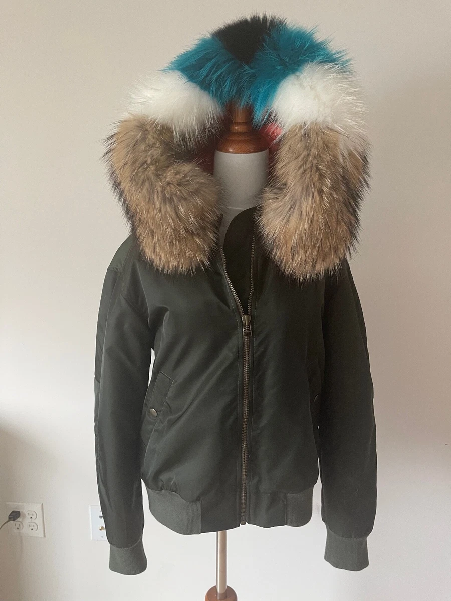 Raccoon fur bomber jacket sale