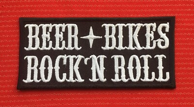 BEER BIKES ROCK N ROLL MOTORRAD BIKER BIKE MOTORRAD ABZEICHEN BÜGELBILD AUFNÄHEN PATCH