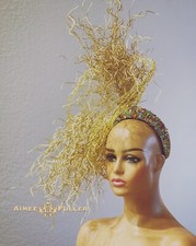 Aimee Fuller Golden Ascot Fascinator L Kentucky Derby Gold Holiday Headpiece Hat