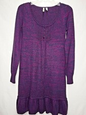 Susina Juniors Womens Pullover Knit Dress Tunic Purple Navy Heather Size Med