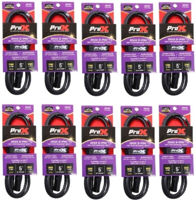 10 ProX XC-5PDMX05 5 Ft. DMX XLR5-M to XLR5-F High Performance Data Cable