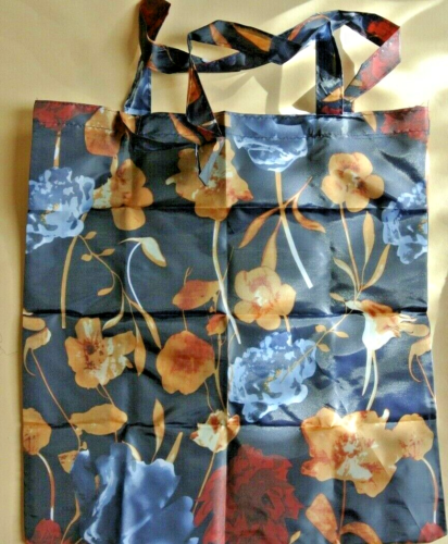 Blaue faltbare Einkaufstasche Shopper mit floralem Muster ca. 40 x 37 cm - Bild 1 von 4