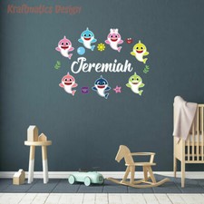 Baby Shark Sea World CUSTOM NAME Wall Decal Nursery Vinyl Sticker Home Art Decor