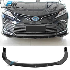 Fits 21-24 Toyota Camry LE 3PCS Front Bumper Lip Spoiler PP - Gloss Black