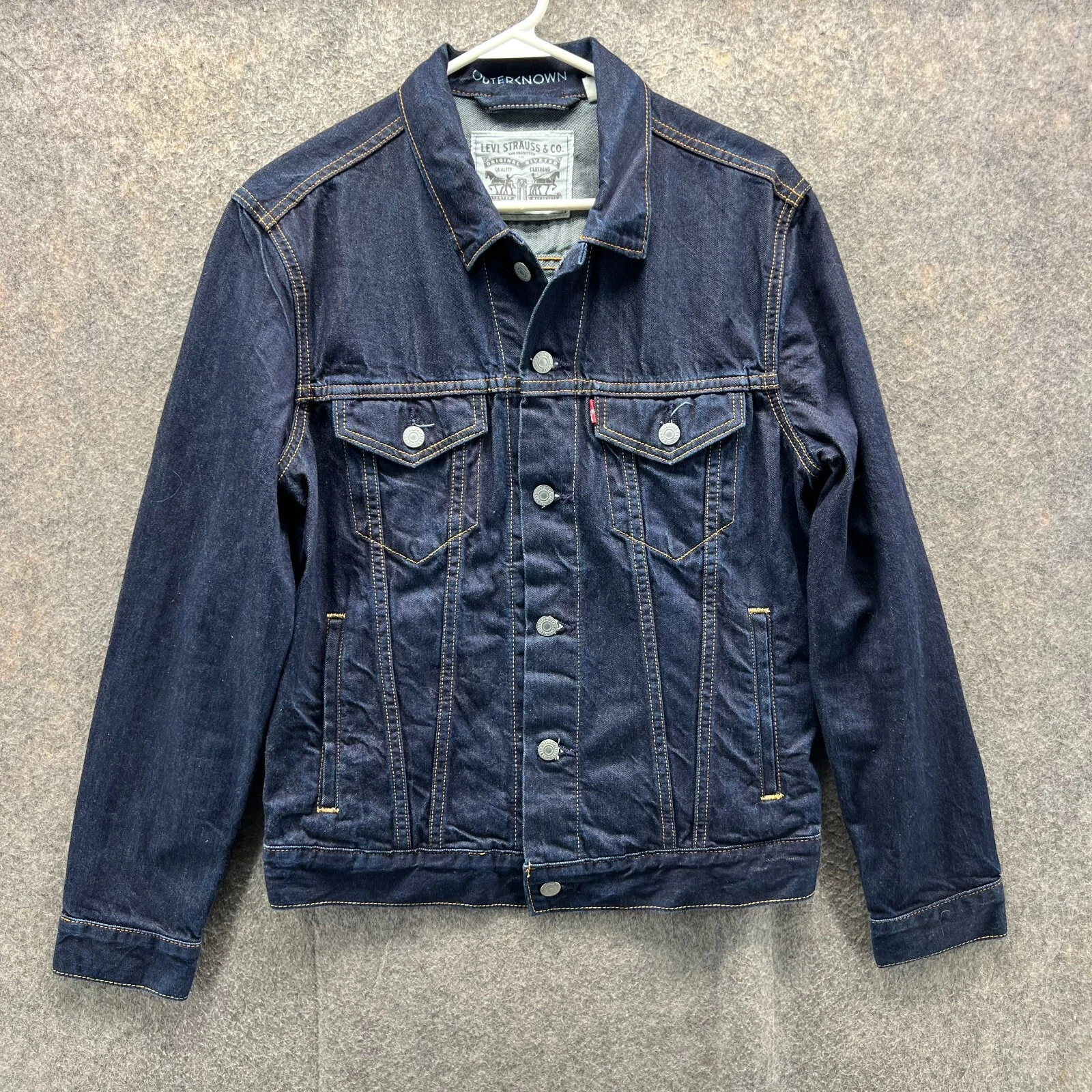 Vintage Levi's Jeans Jacket Mens Small Dark Blue Denim Outerknow Trucker Type