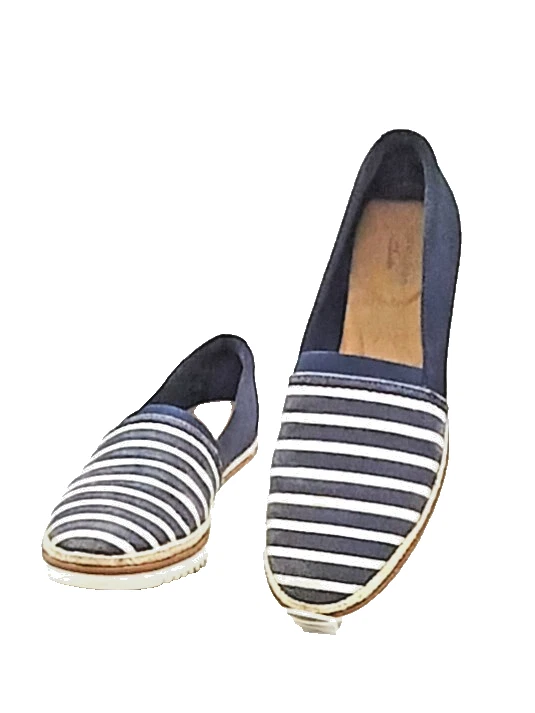 Mocassini donna Clarks Serena Paige 8 M blu navy e bianco scarpe slip on