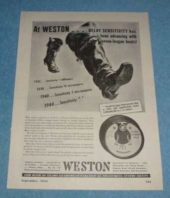 Vintage 1944 Ad Weston Electrical Measuring Instruments