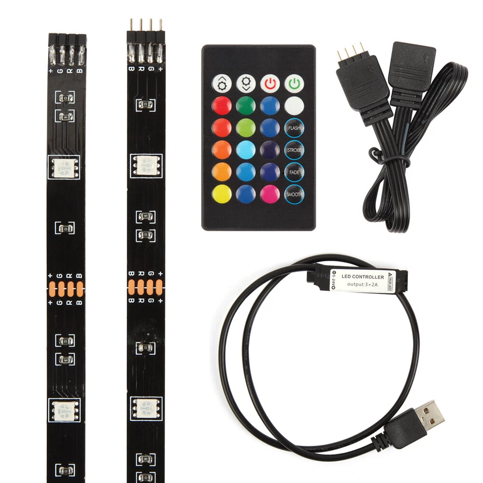 6X LED TV Backlights USB RGB 5050 Strip Light With Remote Control 5V 30Leds/M 2M - Image 3 of 4