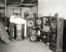 Confiscated Antique Upright Slot Machines 8" - 10" B&W Photo Reprint