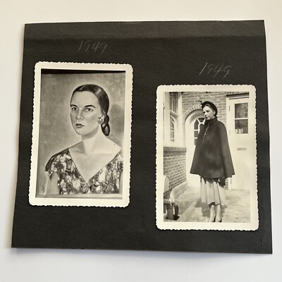 #ad #ad Vintage Bamp;W Snapshot Photograph Beautiful Woman amp; Her Art Portrait 1940s $16.95
