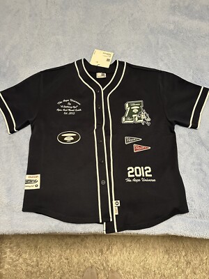Aape By A Bathing Ape - Baseball-Hemd in Marineblau mit College-Details