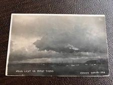 RPPC Seattle Washington "Moonlight on Puget Sound" Sailboats in Harbor 1911 NICE
