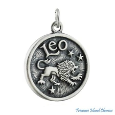 Leo Zodiac Sign Generous Trait 925 Solid Sterling Silver Charm or Pendant Lion