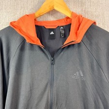 Adidas Originals Mens Tongue Label Full Zip Hoodie Track Jacket Gray Orange LG