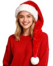 Long Santa Hat Adults Christmas Plush Xmas Party New Year Festival
