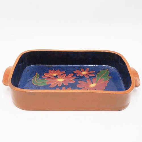 Terra Cotta Floral Serving Tray w/ Handles - Picture 2 of 3