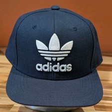 Adidas Embroidered Trefoil Logo Hat Adjustable Snap Back Retro Navy Blue