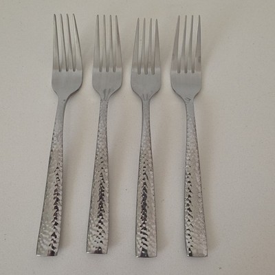 4 - TOWLE Texture Hammered Living Collection SALAD FORKS 7''