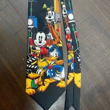 Mickey Unlimited Mens Disney Movie Set Tie Mickey Donald Goofy Pluto Black