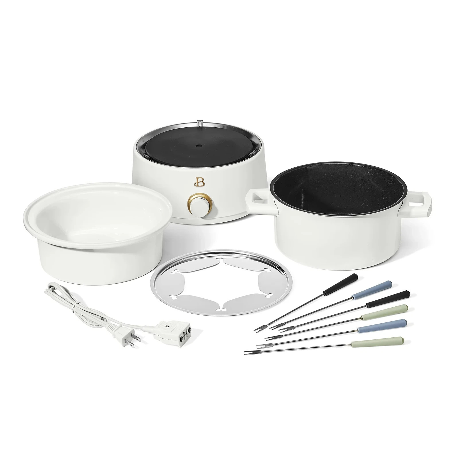 3 Qt Electric Fondue Set W/Bonus 2 Qt Ceramic Pot Adjustable Control Nonstick