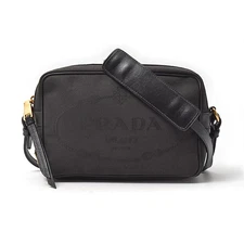Prada Canvas Leather Black Shoulder Bag Crossbody Used