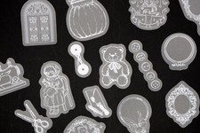 white cute vellum stickers  sewing Embroidery Stitching, Scissors collage Jour