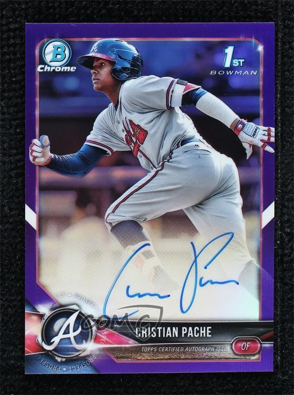 2018 Bowman Chrome Prospect Purple Refractor 127/250 Cristian Pache Auto 0f5t