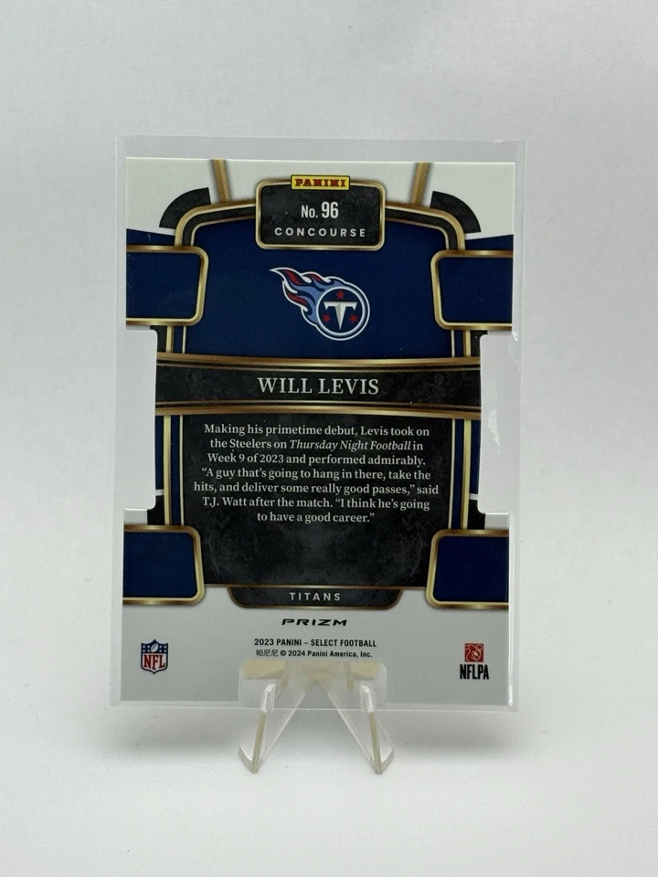 Will Levis 2023 Panini Select #96 Red and Yellow Prizms Die Cuts - Image 2 of 2