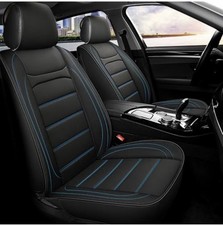Kboise Front Car Seat Covers 2 Pack Waterproof Napa Leather Black Blue Kboise Front Car Seat Covers 2 Pack Waterproof Napa Leather Black Blue