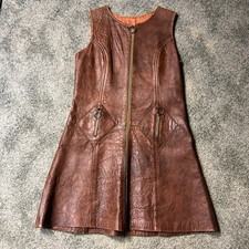 1960s Designer Leather Mini Dress  Vintage Swinger Hippy