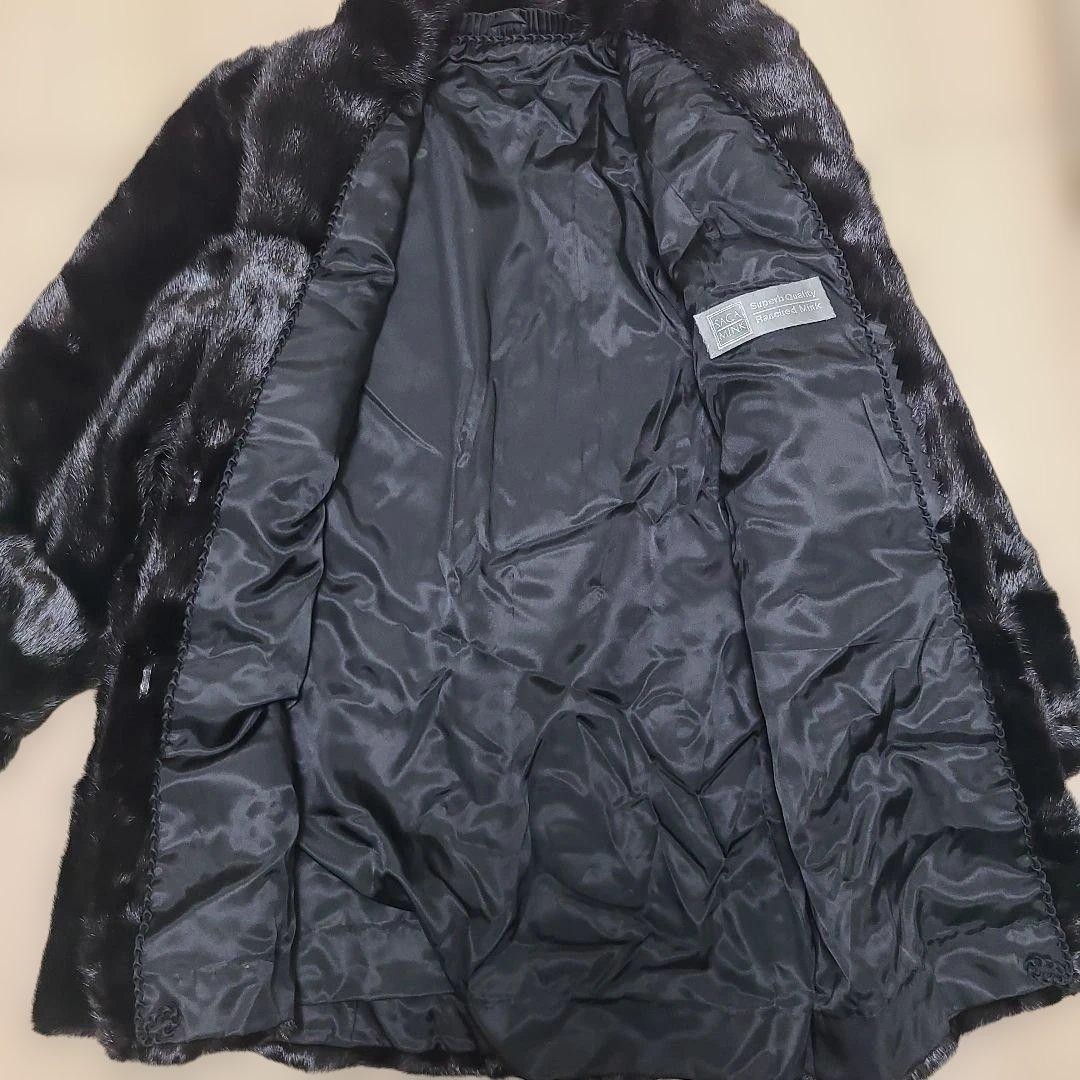 SAGA MINK Superb Quality Ranched Mink 毛皮 Saga Mink Superb Quality Ranched Mink Fur Coat With Case Black