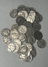 Roll Of 50 Mercury Silver Dimes 90 Coins. Many Lots Available L9 Roll Of 50 Mercury Silver Dimes 90 Coins. Many Lots Available L9