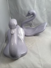Ceramic Swan Vintage Washcloth Towel Holder Guest Bathroom Bath Decor Napkin