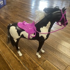 Vintage 1993 Kid Kore Toy Plastic Horse Black White - 9.5"x7.5" Barbie Sized