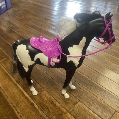 Vintage 1993 Kid Kore Toy Plastic Horse Black White - 9.5''x7.5'' Barbie Sized